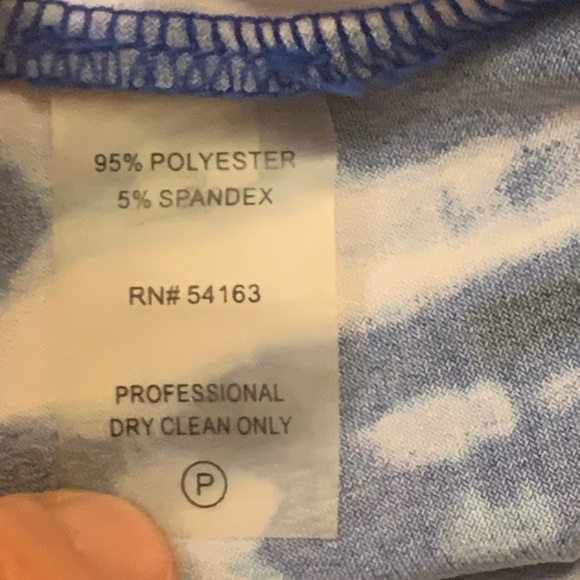 Calvin Klein maxi dress size 10 tie dye blue white elastic waist sleeveless - Picture 6 of 8